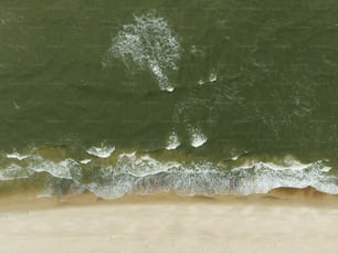 a bird's eye view of a beach and ocean