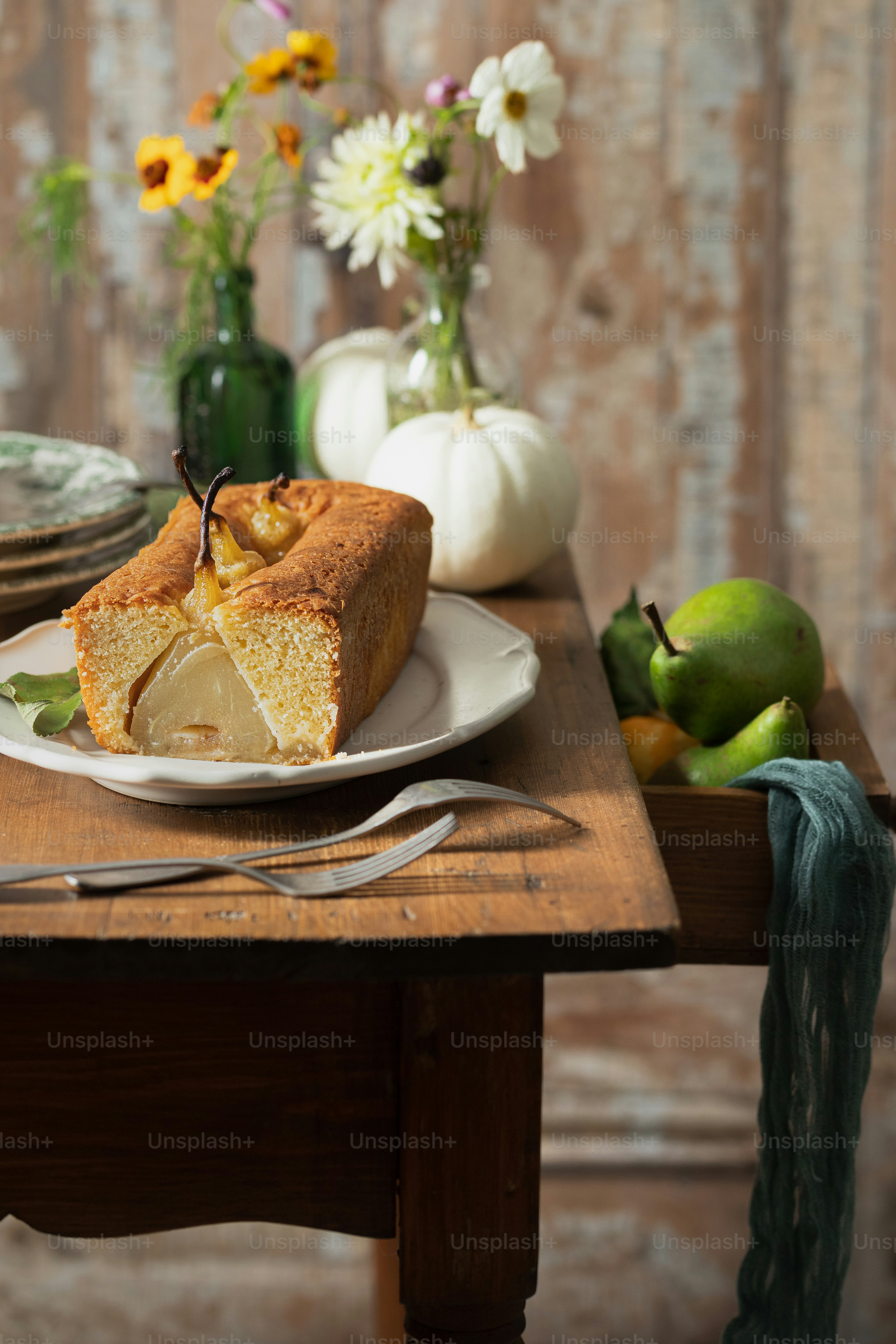a piece of cake sitting on top of a white plate