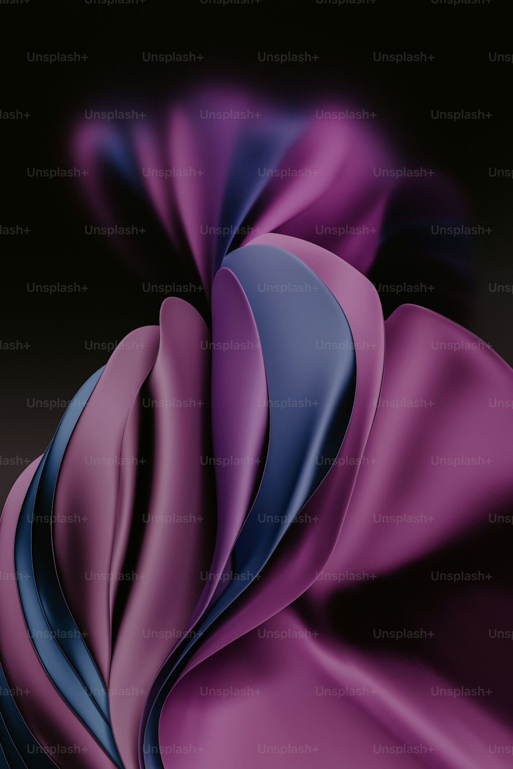 Ein abstraktes lila-blaues Design auf schwarzem Hintergrund