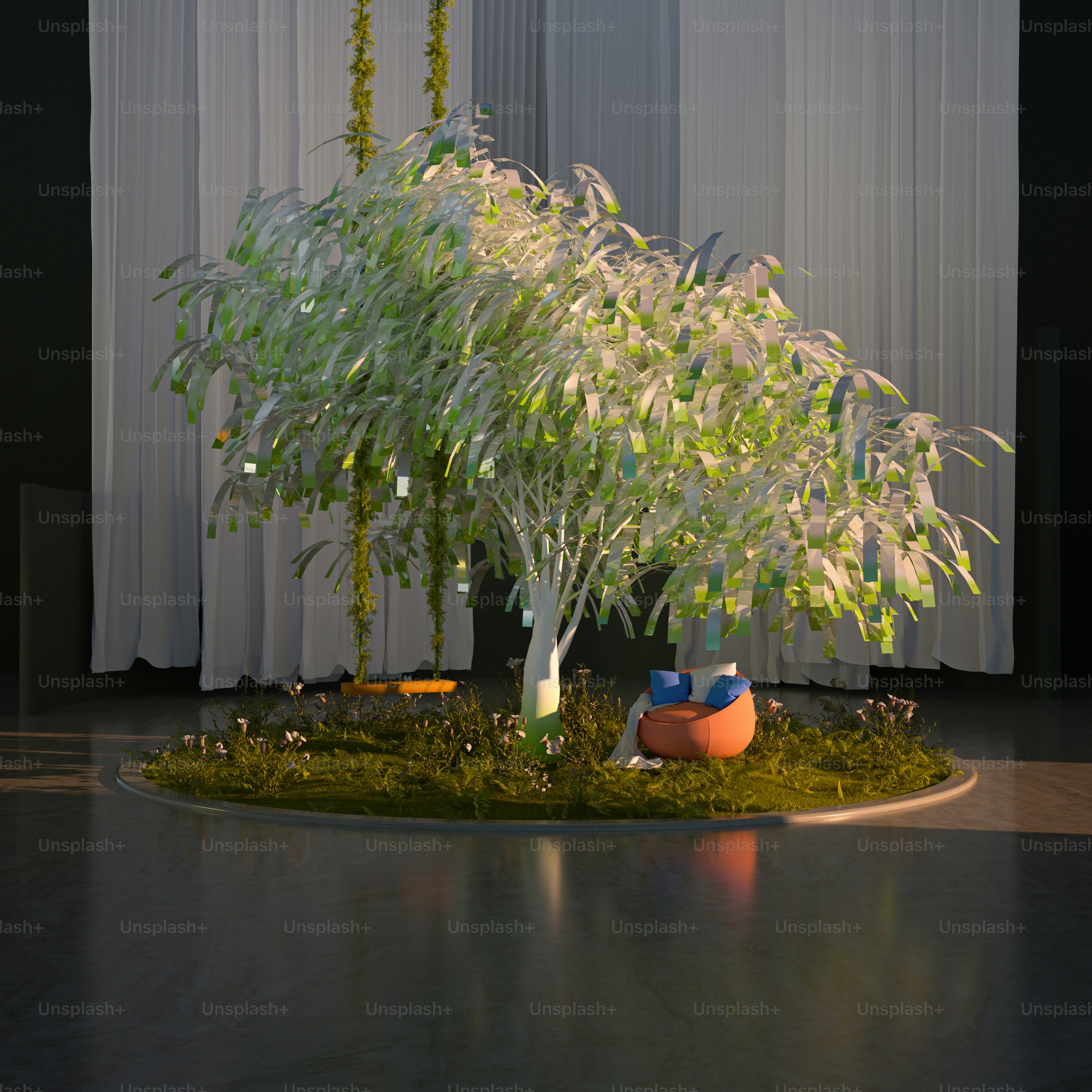 A fake tree in the middle of a room photo – Abstract Image on Unsplash