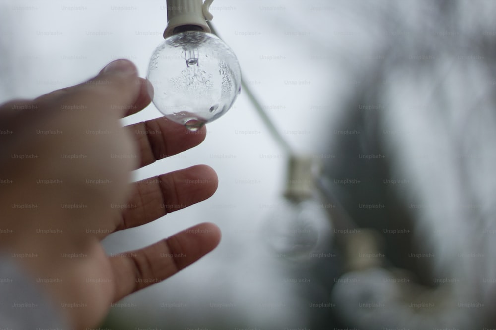 a person holding a light bulb in their hand