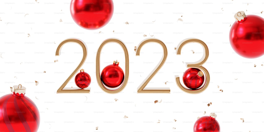 a white background with red ornaments and numbers