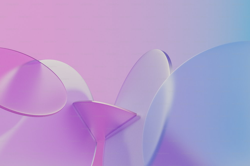 a pink and blue abstract background with curved shapes