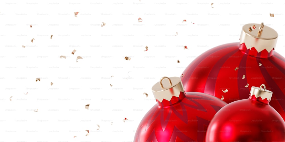 a group of red christmas ornaments on a white background