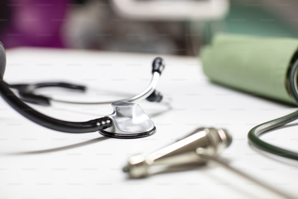 a close up of a stethoscope on a table