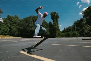 a person jumping a skate board in the air