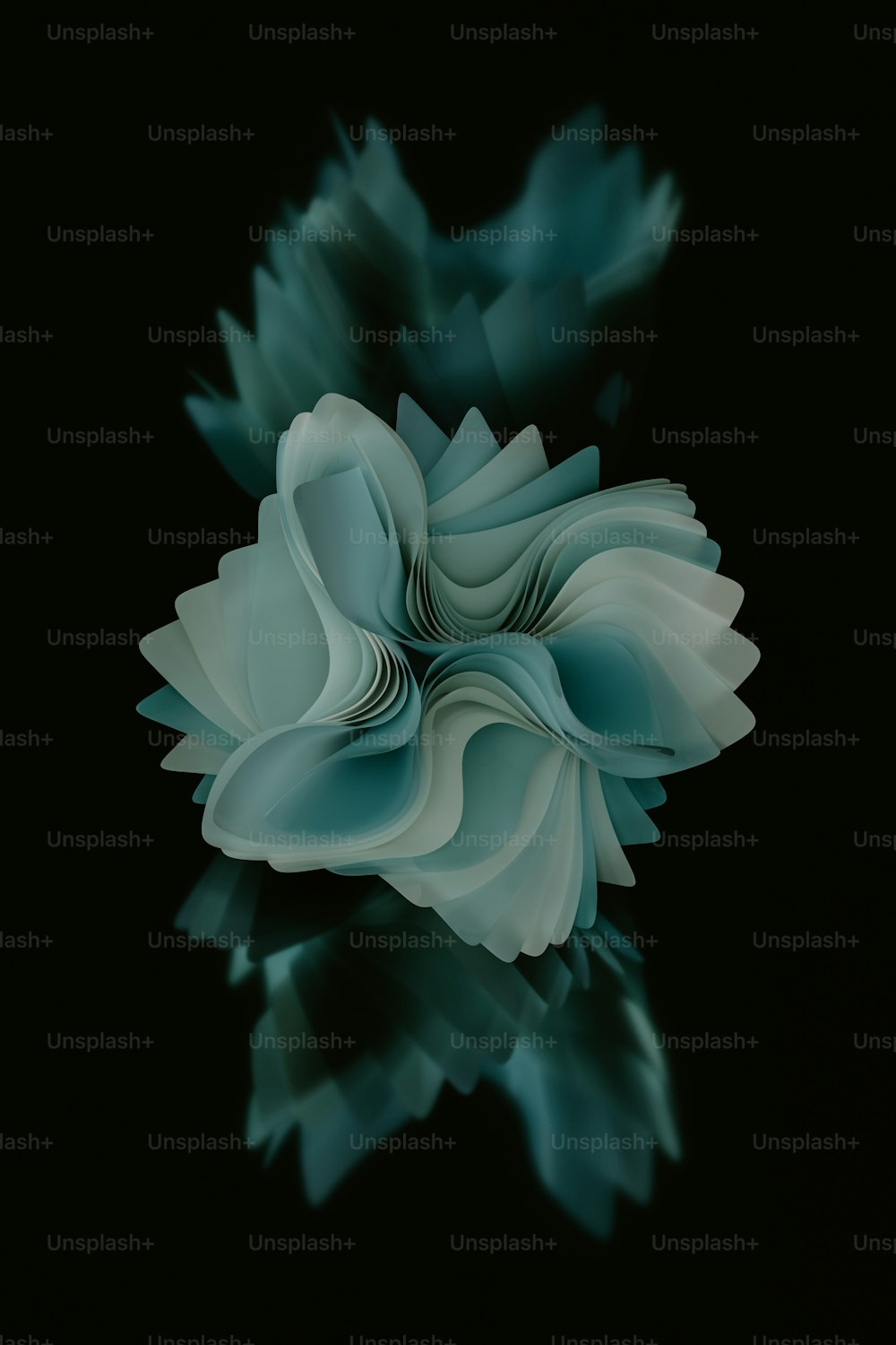 a blue flower with a black background