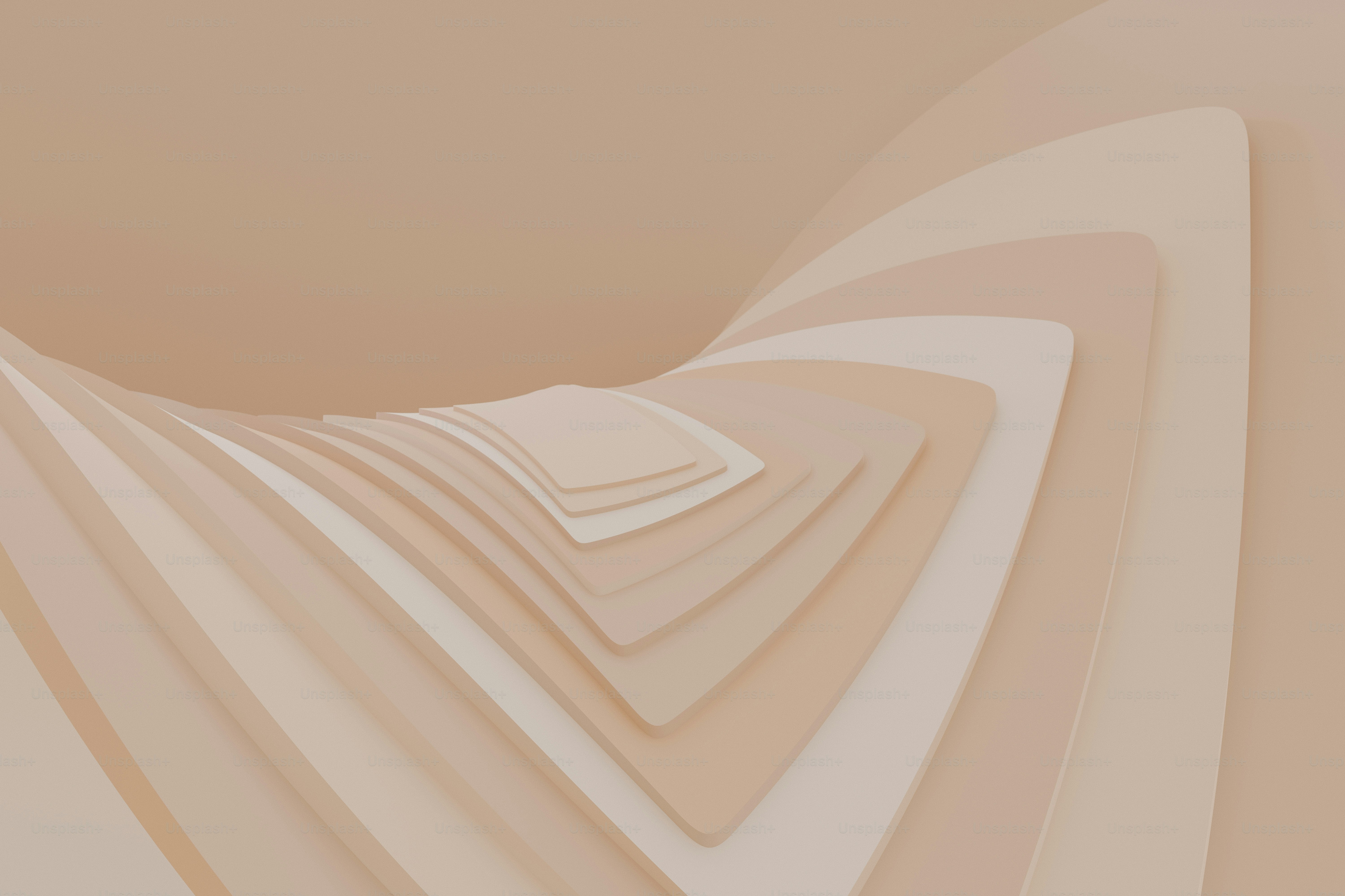 a group of white shapes in a beige room