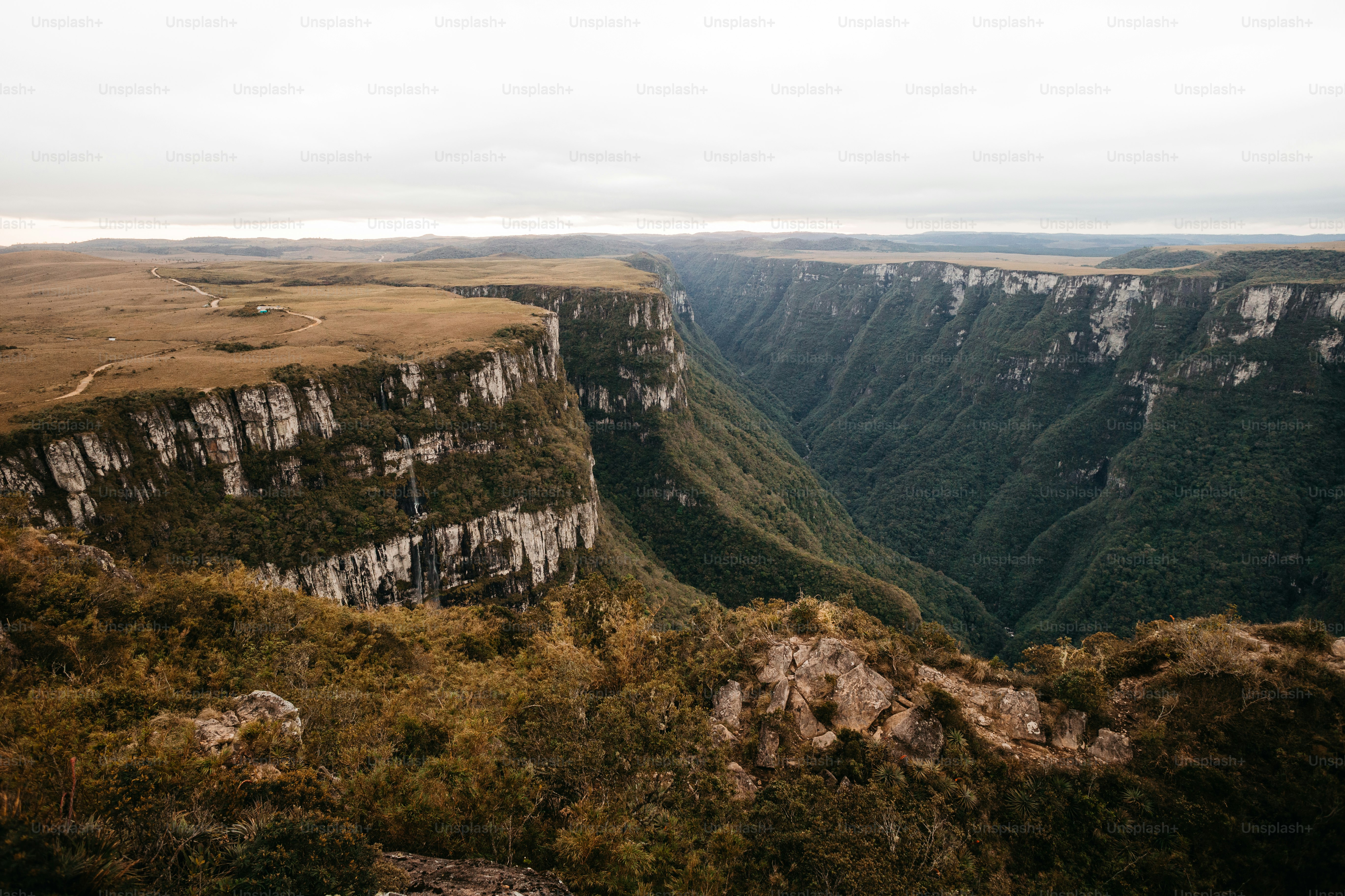 a view of a canyon from a high point of view