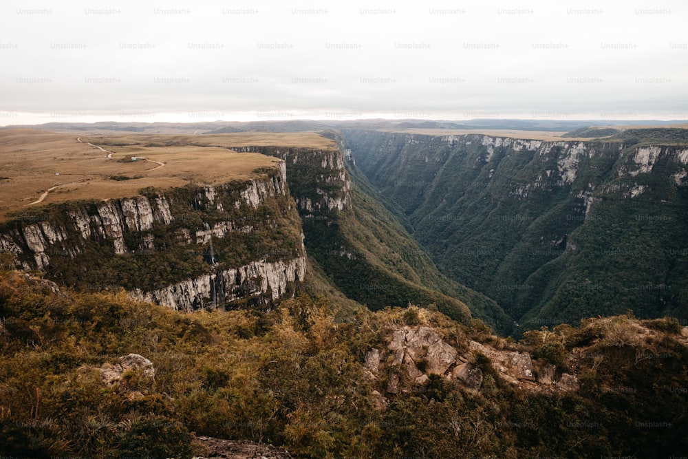 a view of a canyon from a high point of view