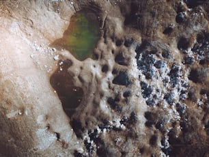 un gros plan d’un rocher avec une substance verte à l’intérieur