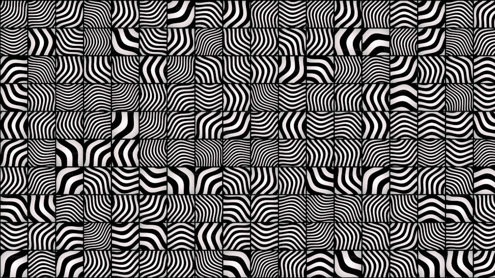 un motif noir et blanc avec des lignes ondulées