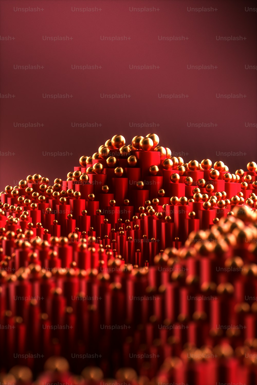 a large number of red objects in a room