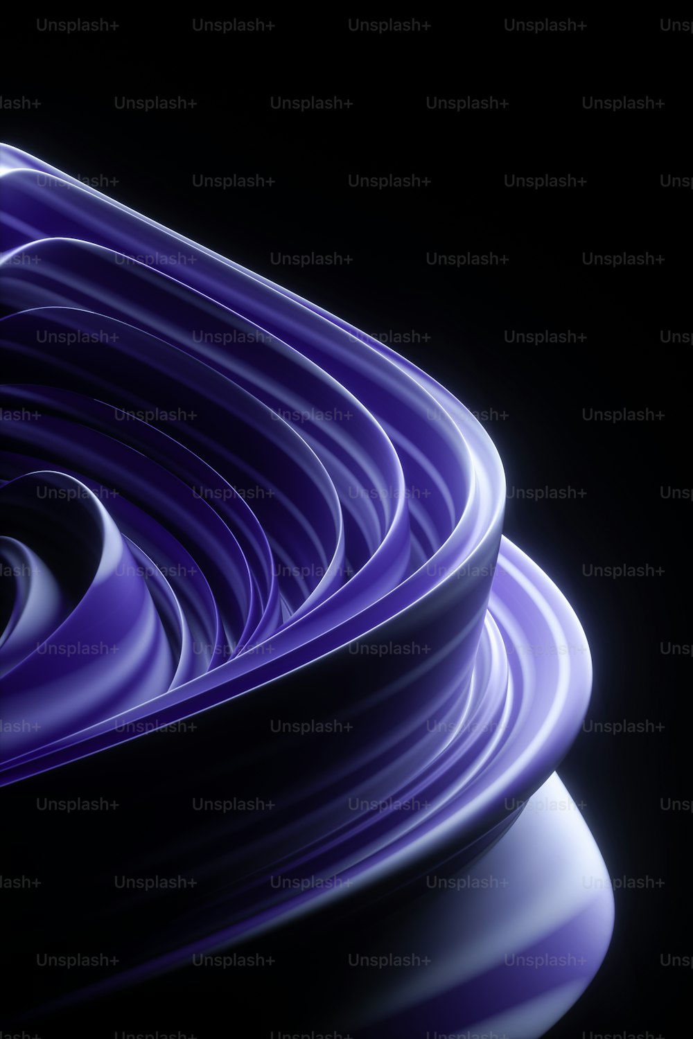 a close up of a purple object on a black background