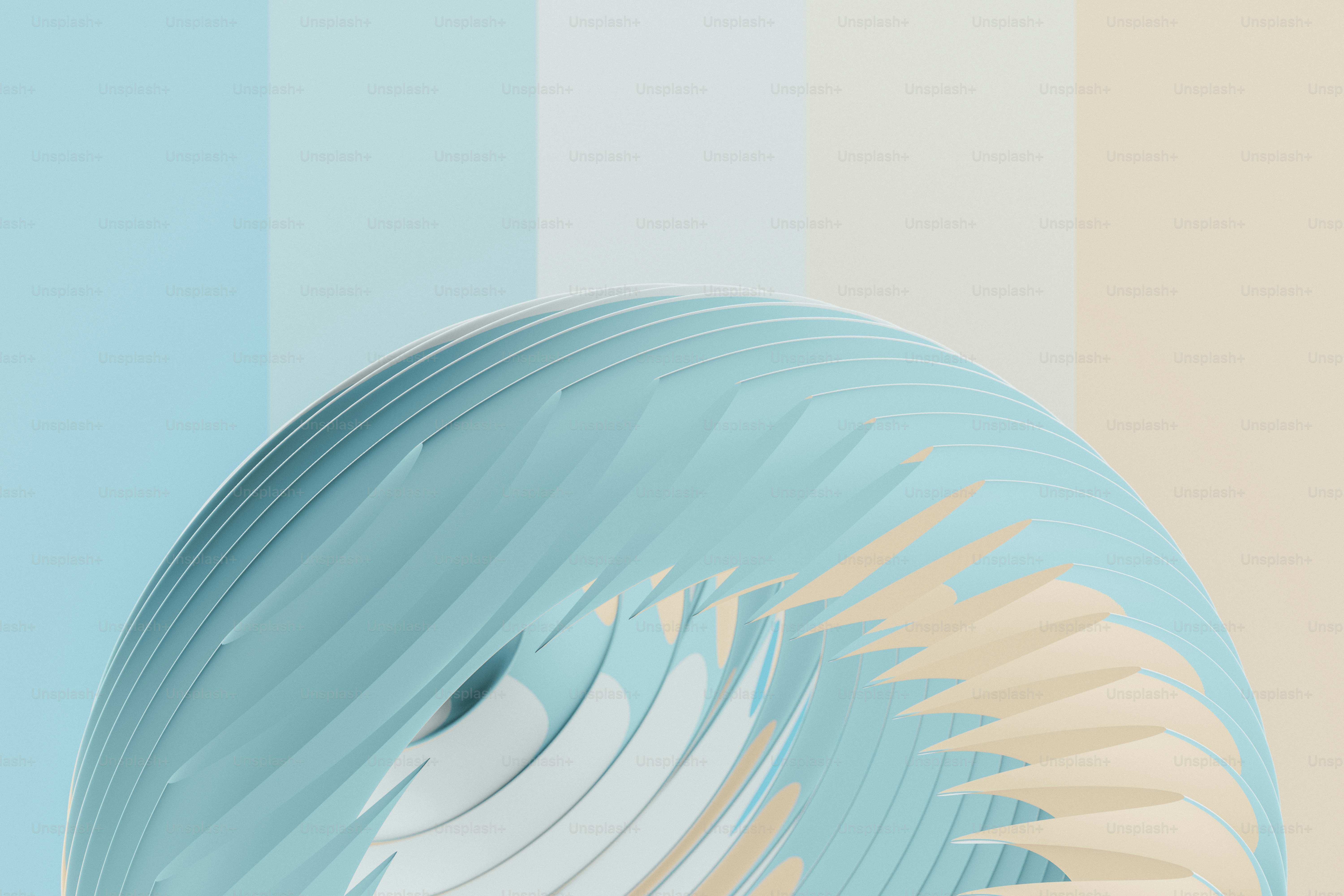 a light blue fan sitting on top of a table