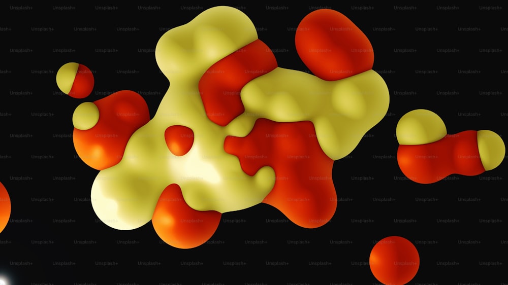 uma imagem gerada por computador de uma substância laranja e amarela