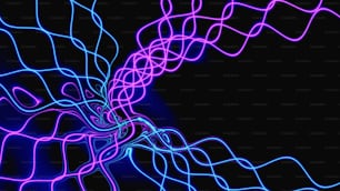 a black background with blue and pink lines
