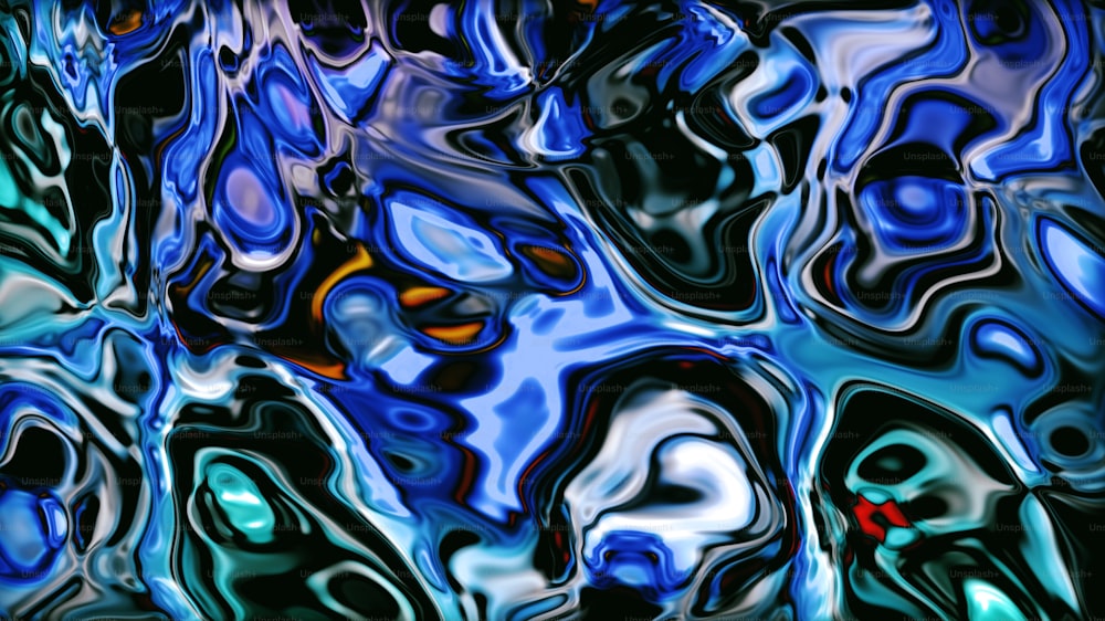 a blue and black abstract background with lots of different colors