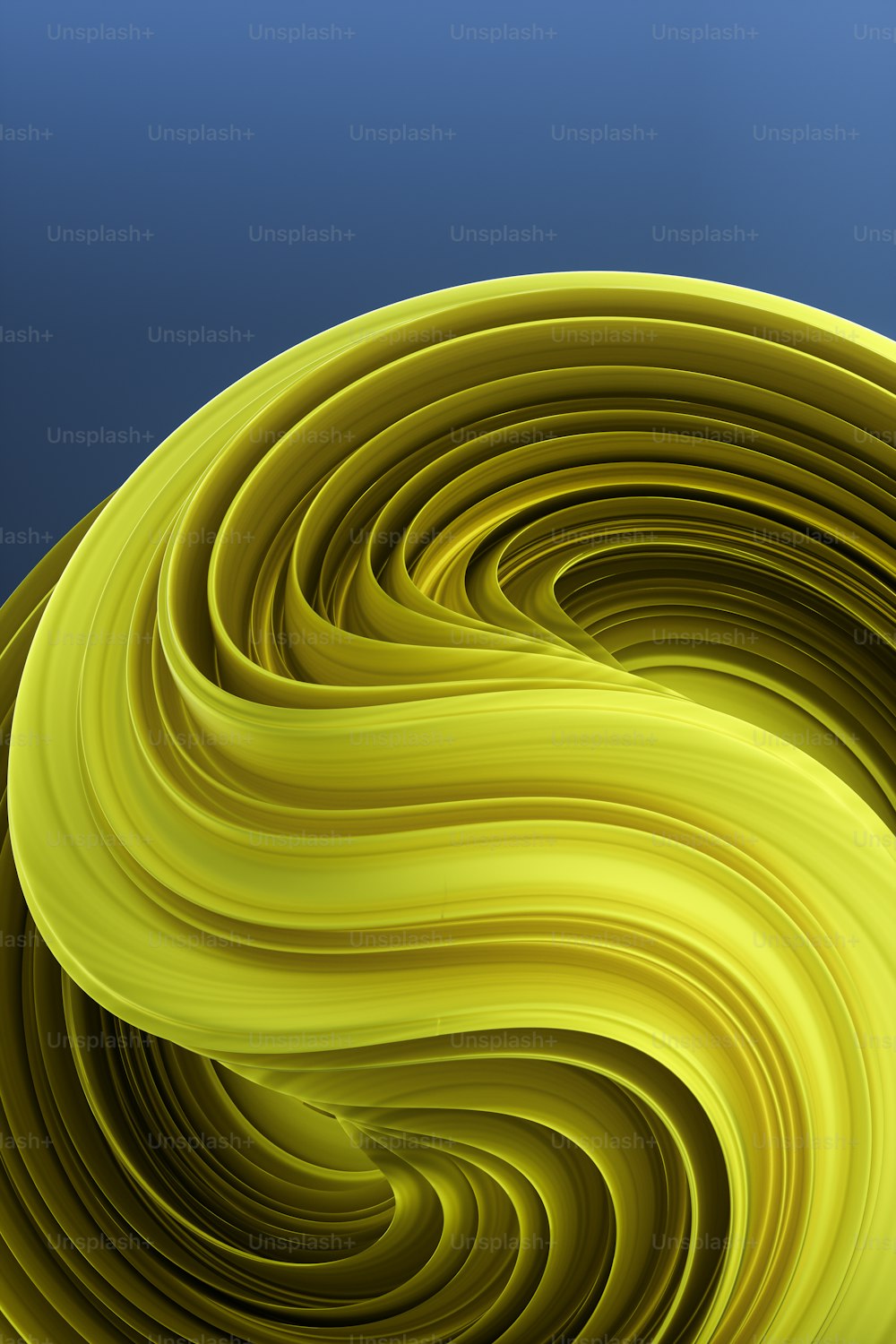 Una imagen generada por computadora de un objeto amarillo curvo