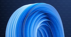a blue curved object on a black background