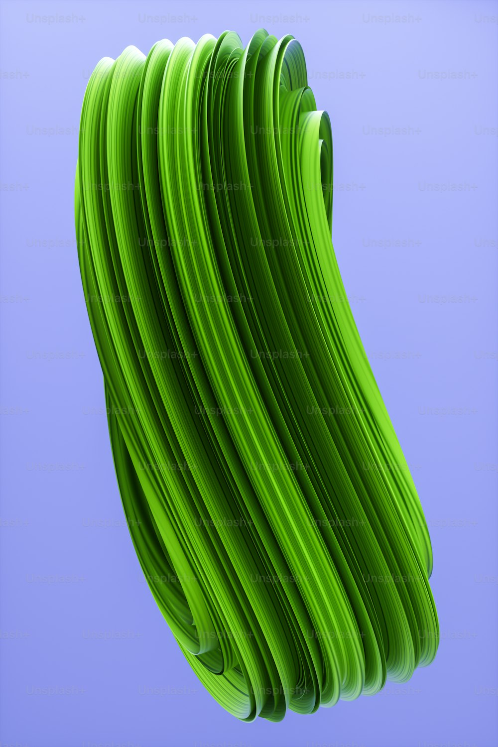 Ein 3D-Rendering eines wellenförmigen grünen Materials