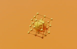 Ein gelbes Objekt schwebt in der Luft