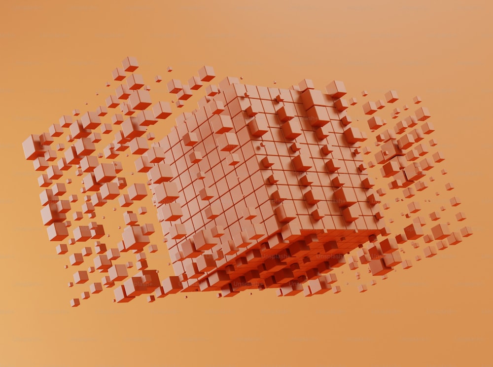 Una imagen generada por computadora de cubos flotando en el aire