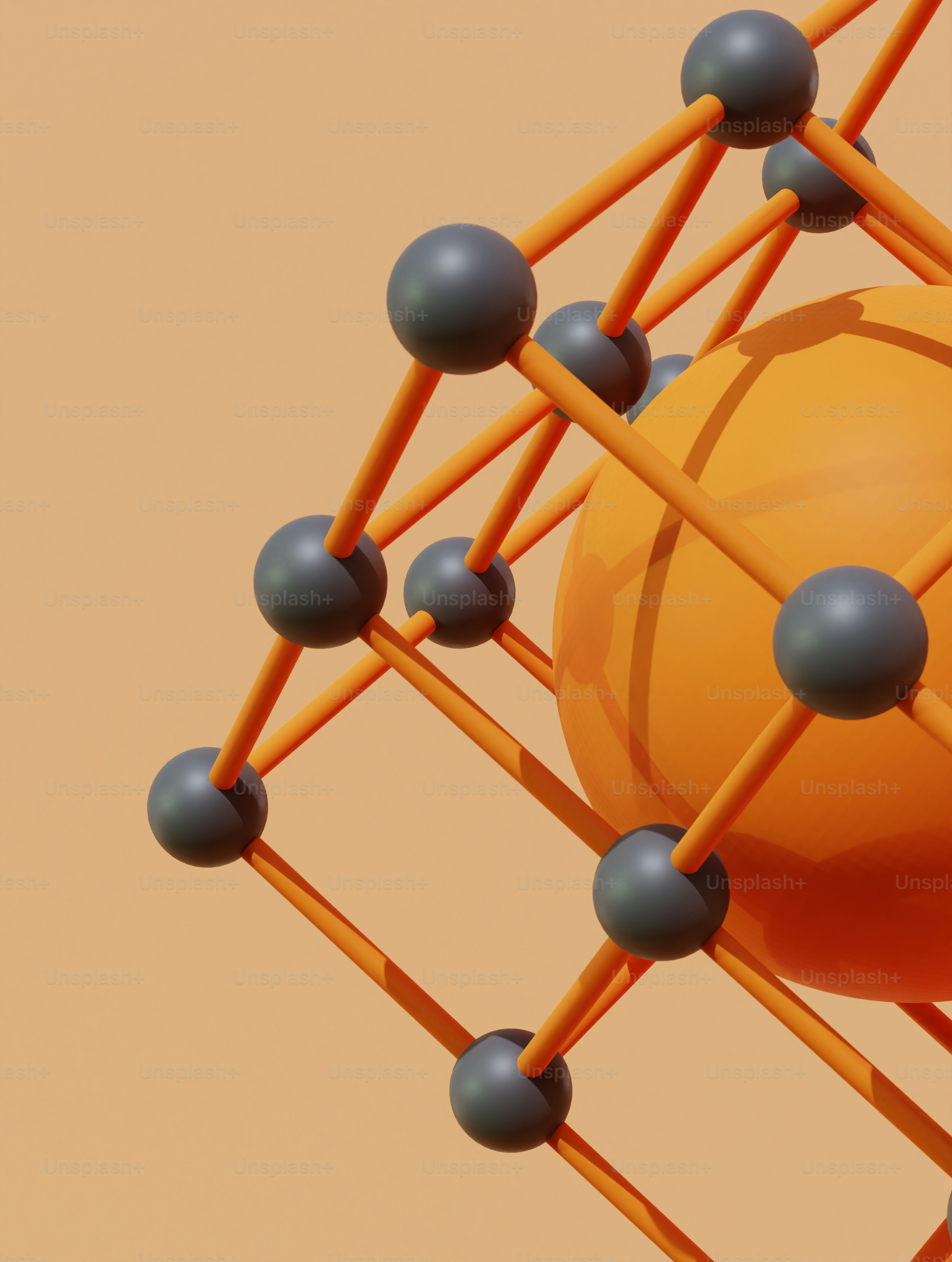 an orange ball is surrounded by blue balls