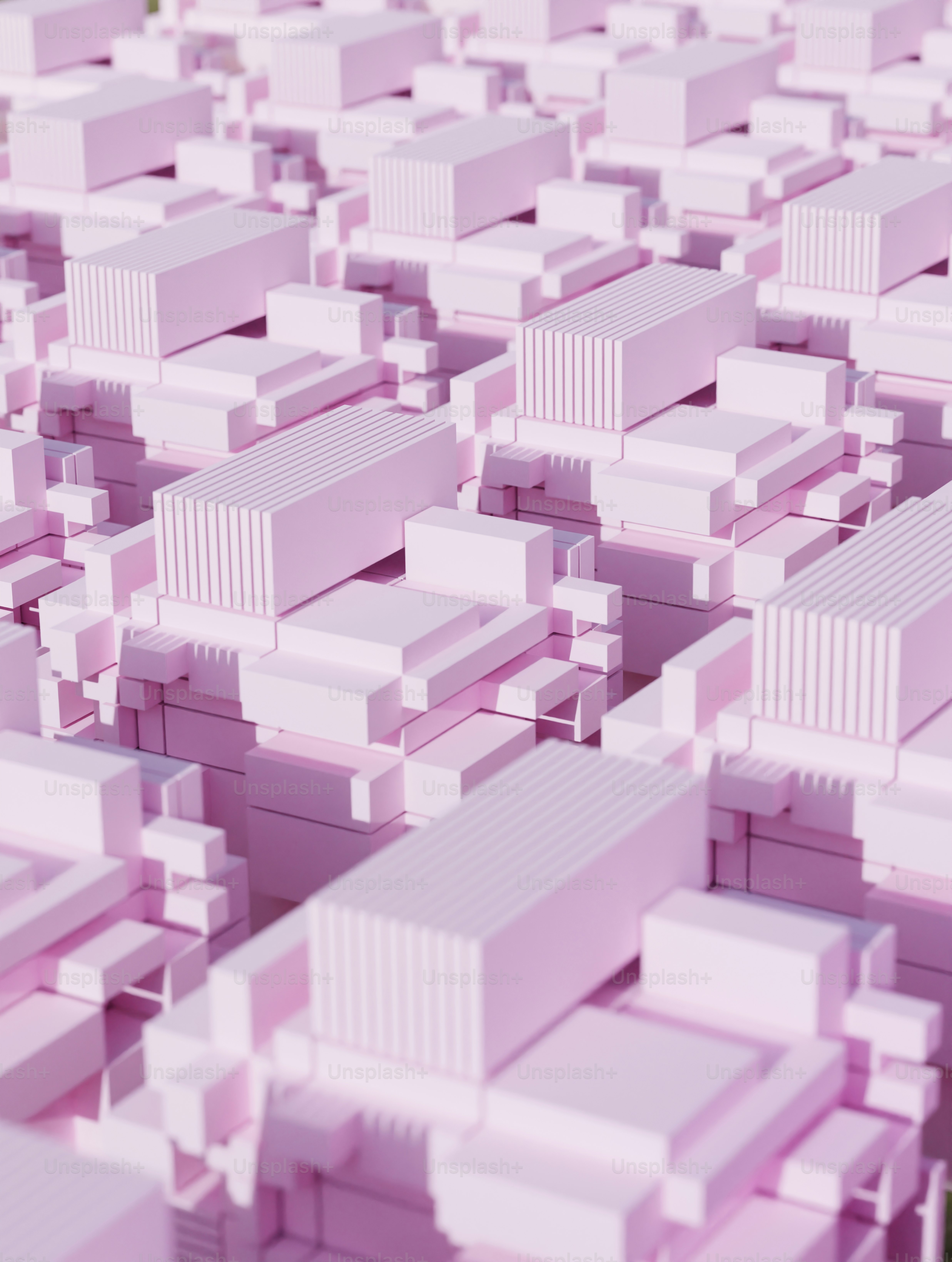 a very large group of buildings that are pink