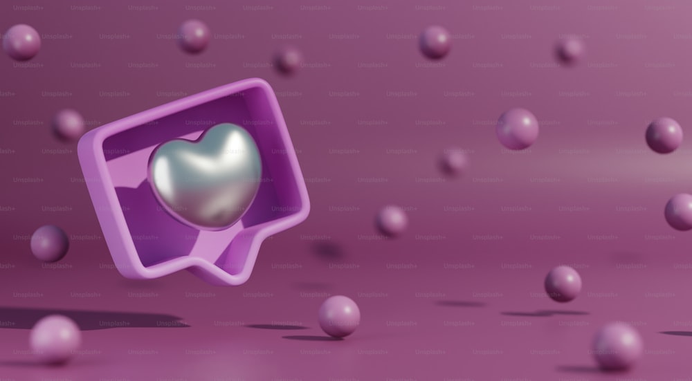 a purple object with a silver heart on it