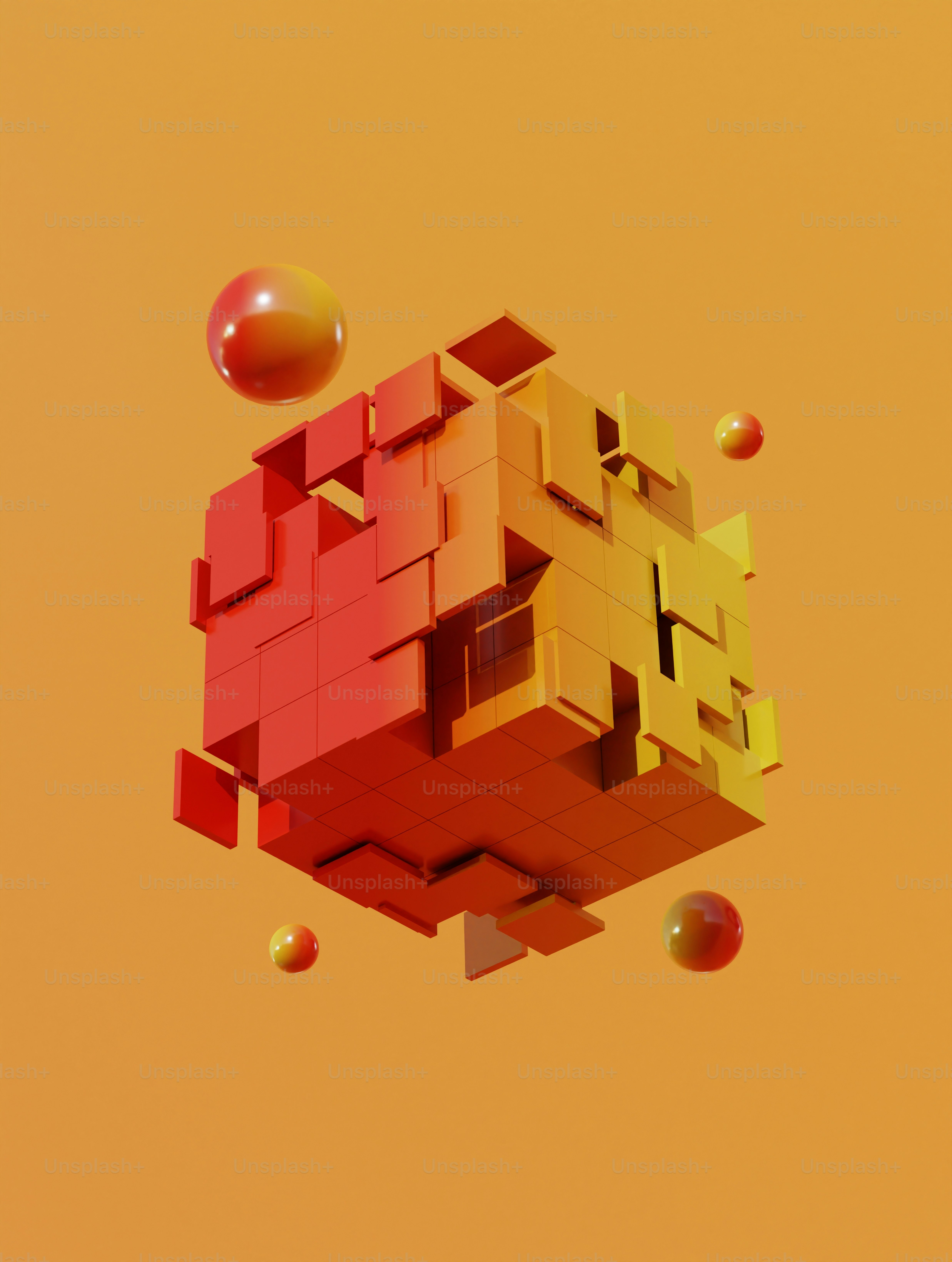 Una imagen generada por computadora de un cubo en el aire