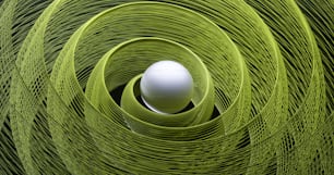 a white egg sitting in a spiral of green lines