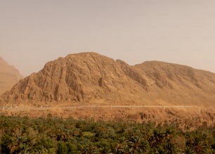 a large mountain in the middle of a desert