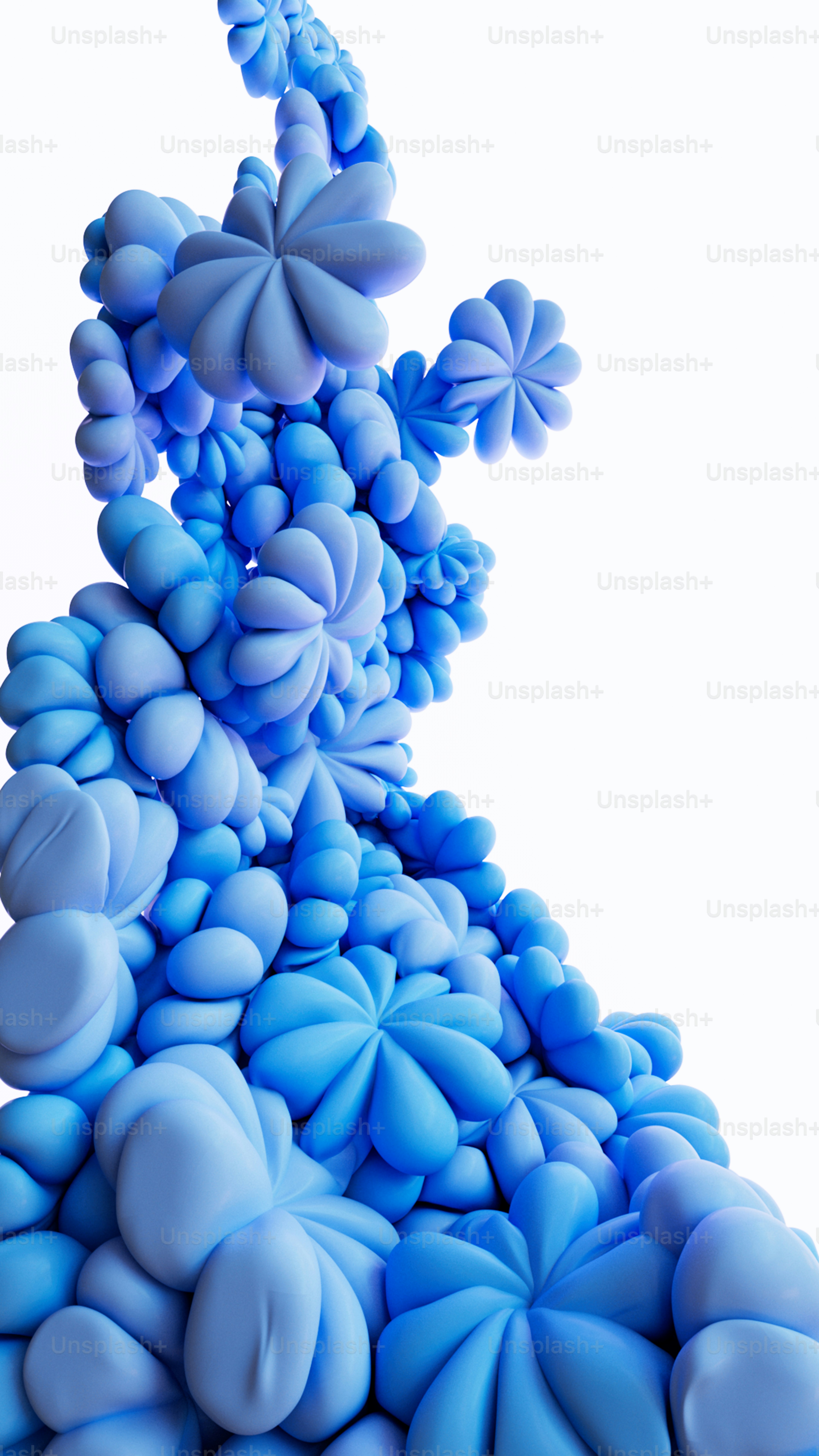 Un mucchio di palloncini blu che fluttuano nell'aria