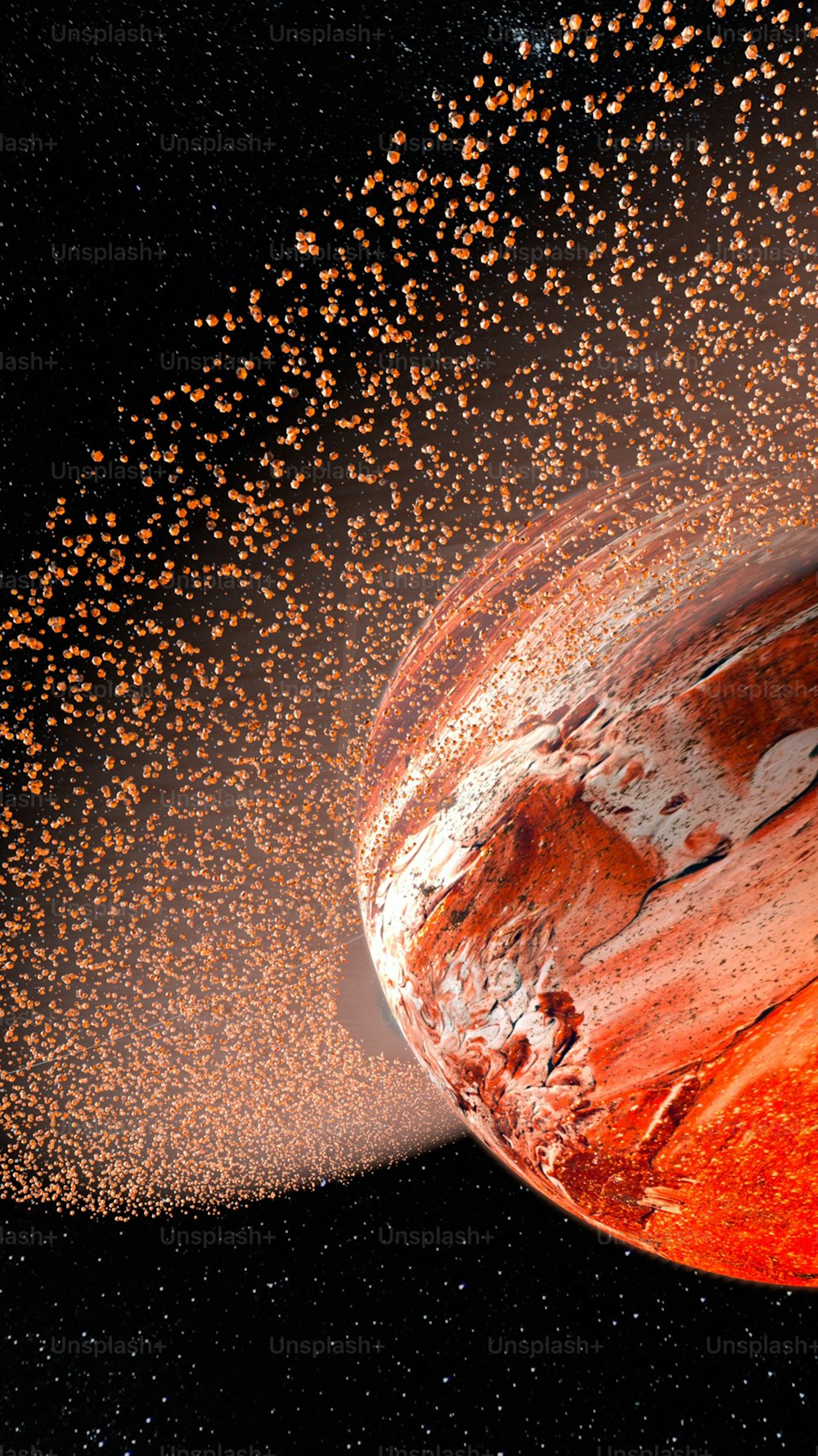 a representação de um artista de um planeta com um aglomerado de estrelas ao fundo