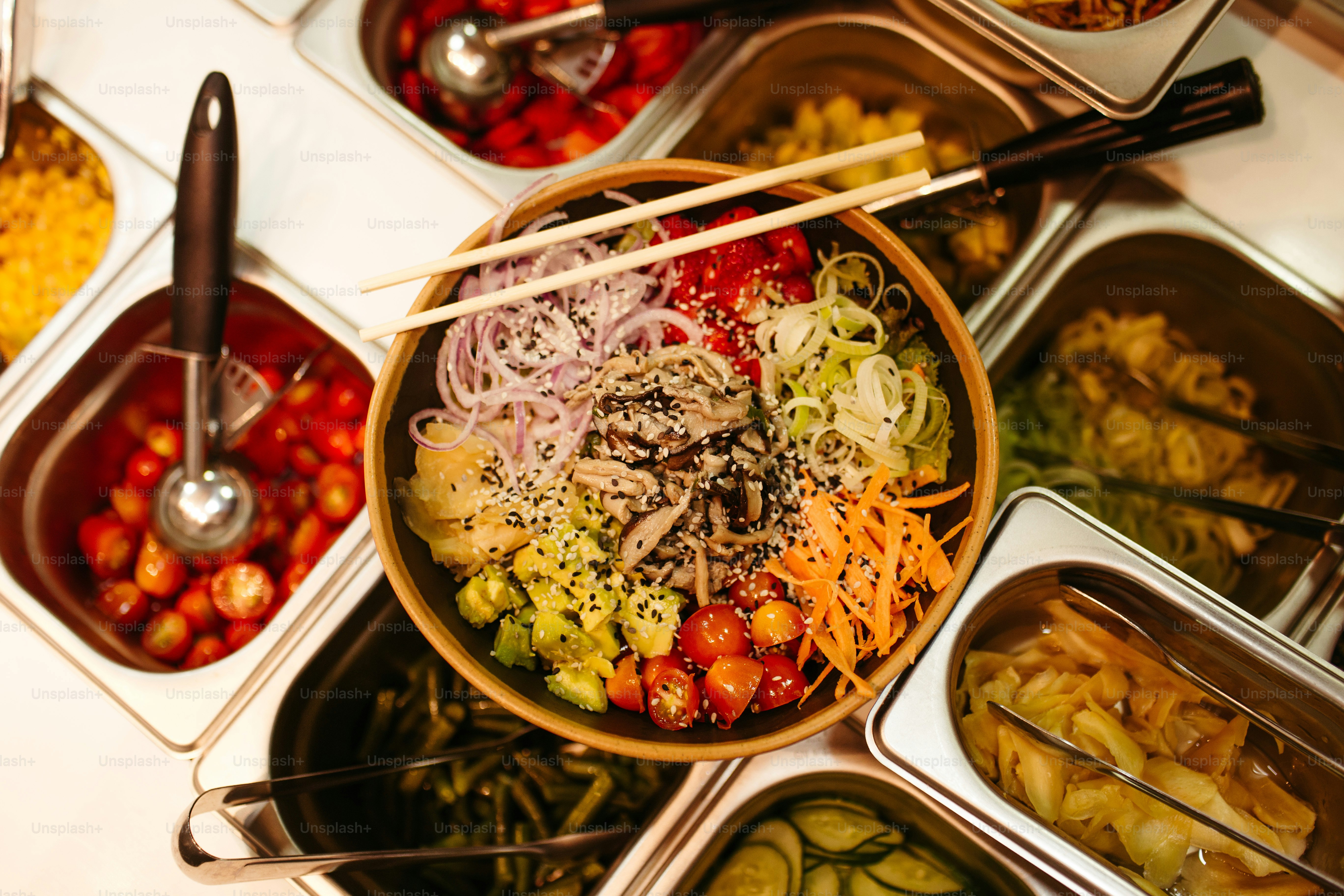 a bowl filled with lots of different types of food