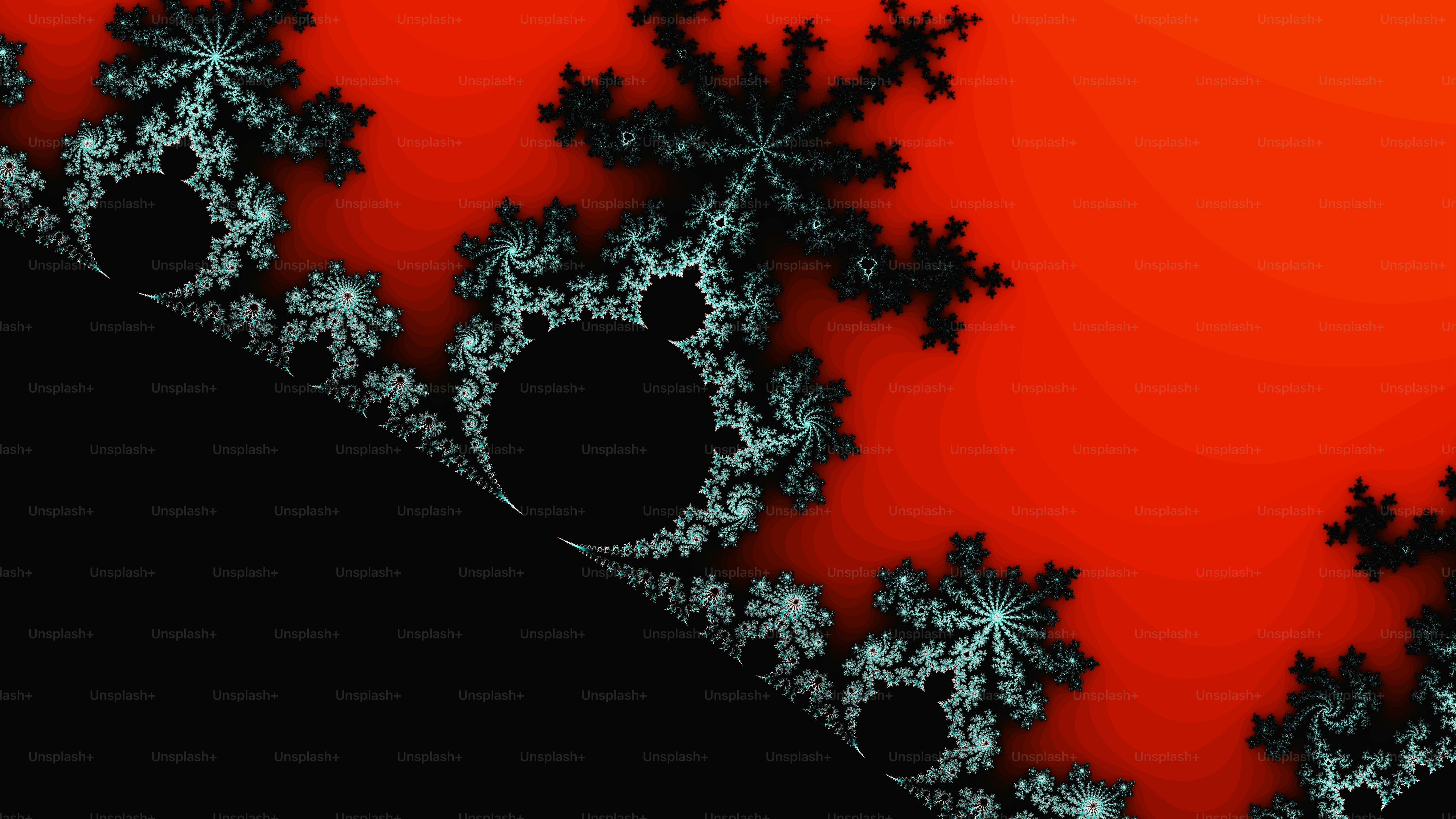 A computer generated image of snowflakes against a red background photo ...