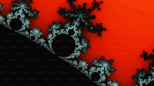 a computer generated image of snowflakes against a red background