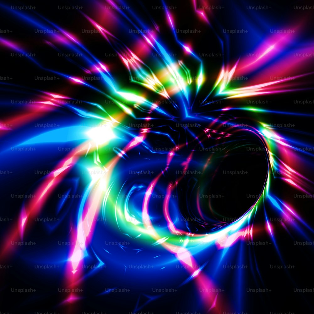 a black background with a colorful spiral design
