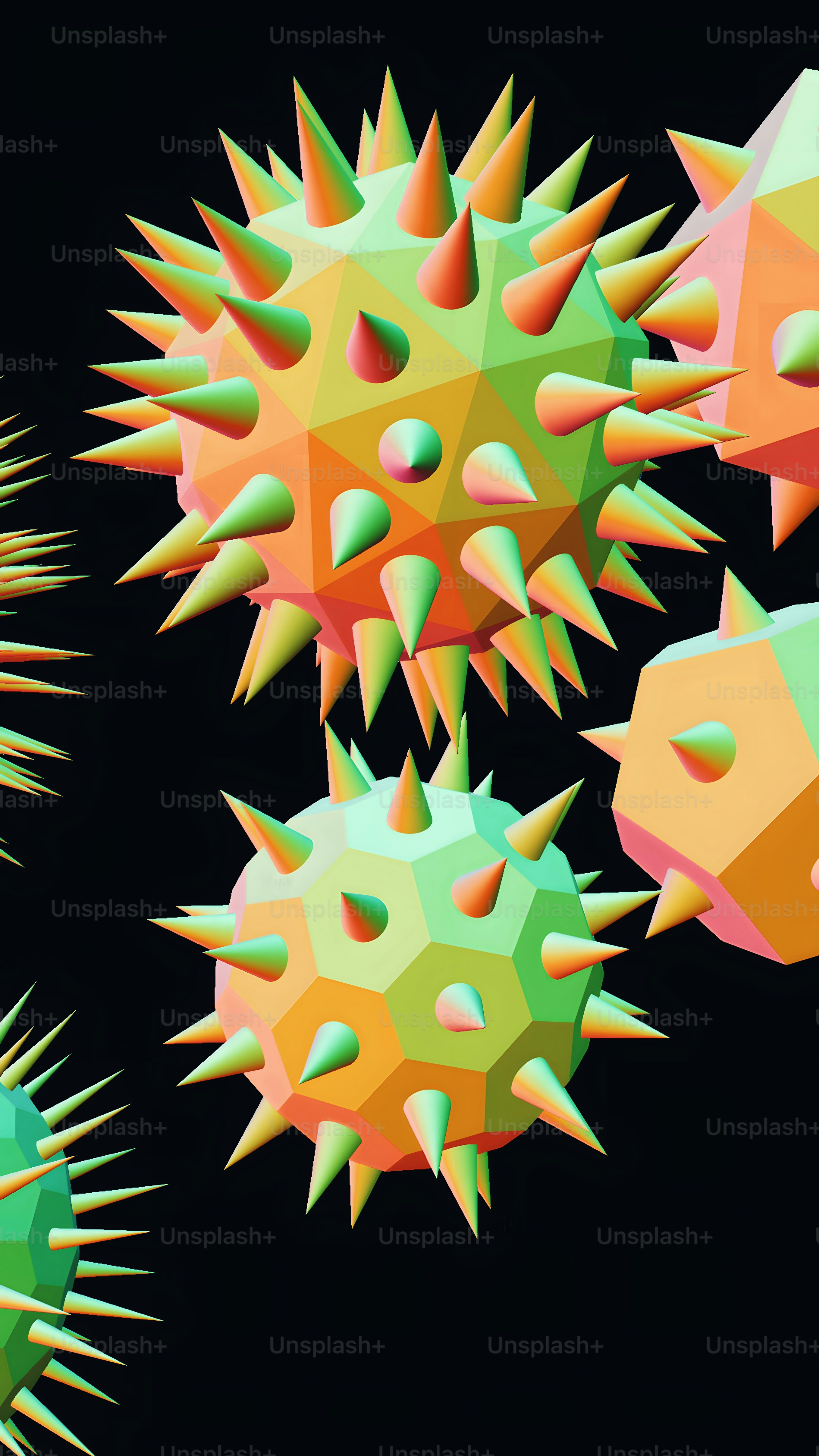 a bunch of different colored objects on a black background