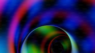 uma imagem abstrata de uma espiral azul, verde e vermelha
