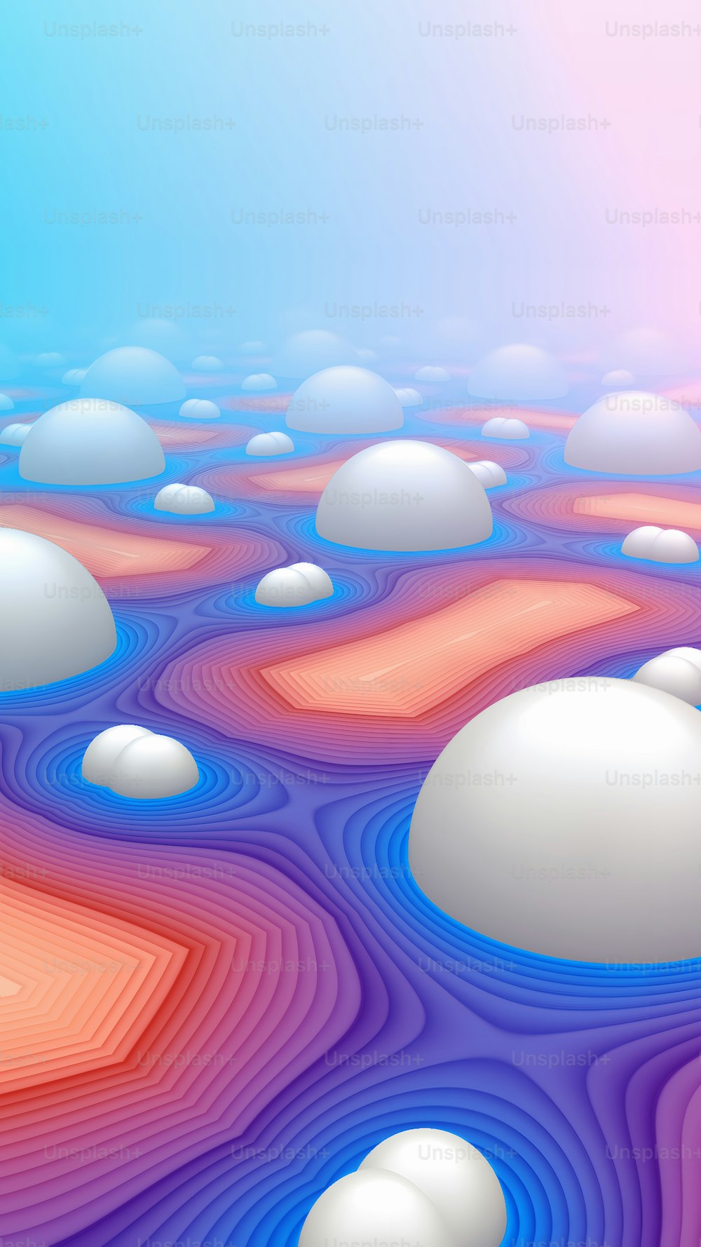 Una imagen generada por computadora de un paisaje colorido