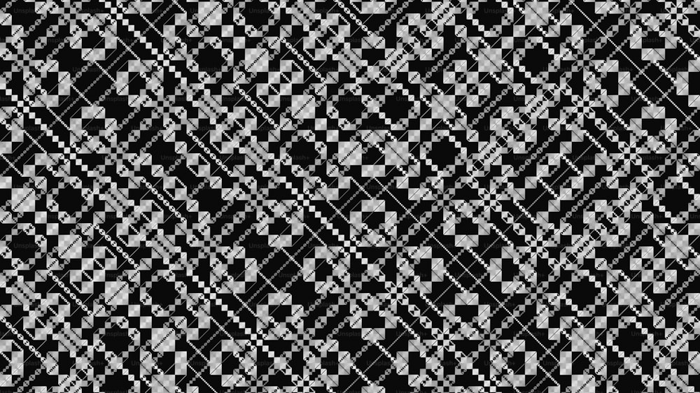 Un patrón a cuadros en blanco y negro con un fondo negro