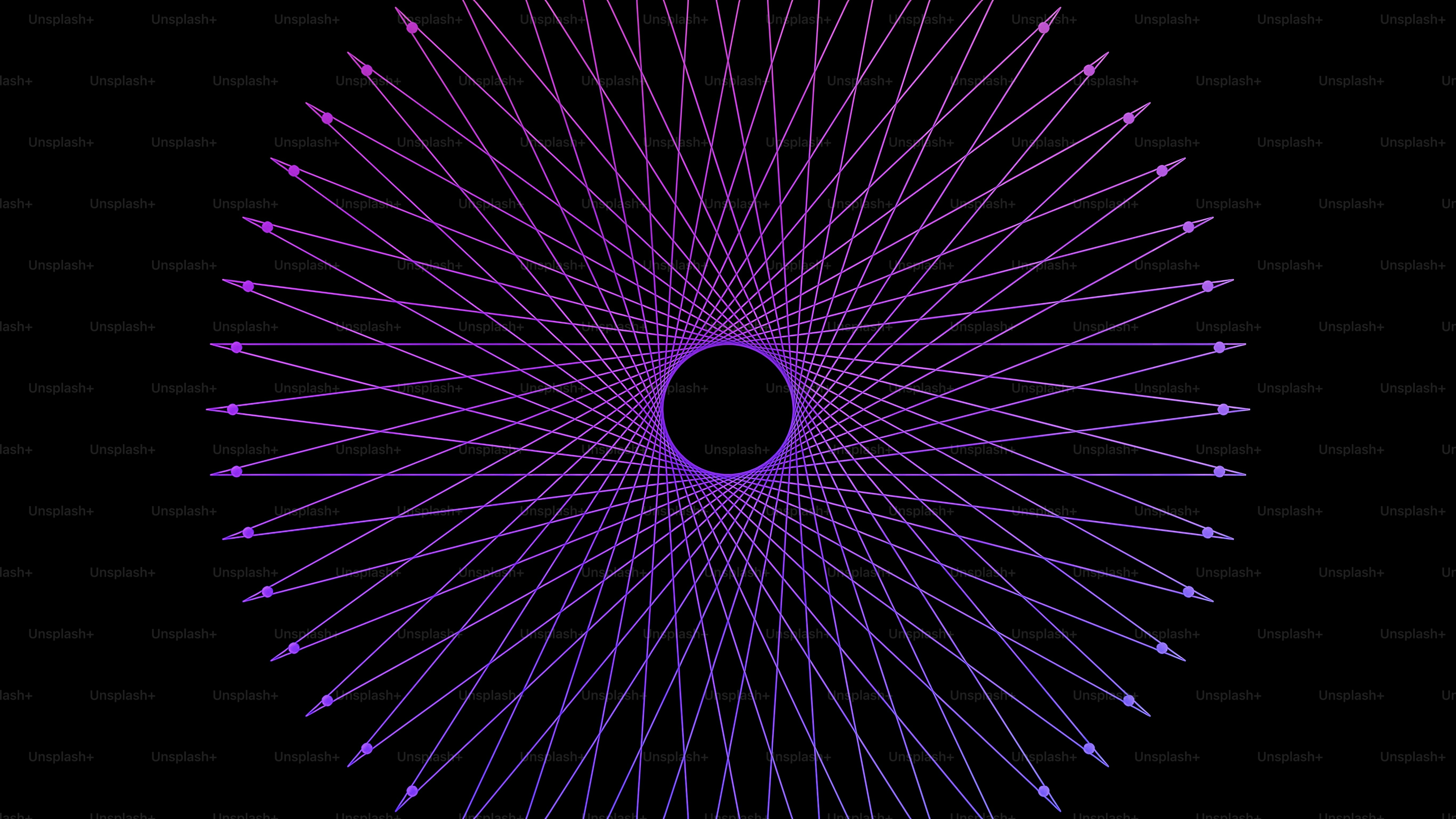 a black background with purple lines and a black circle