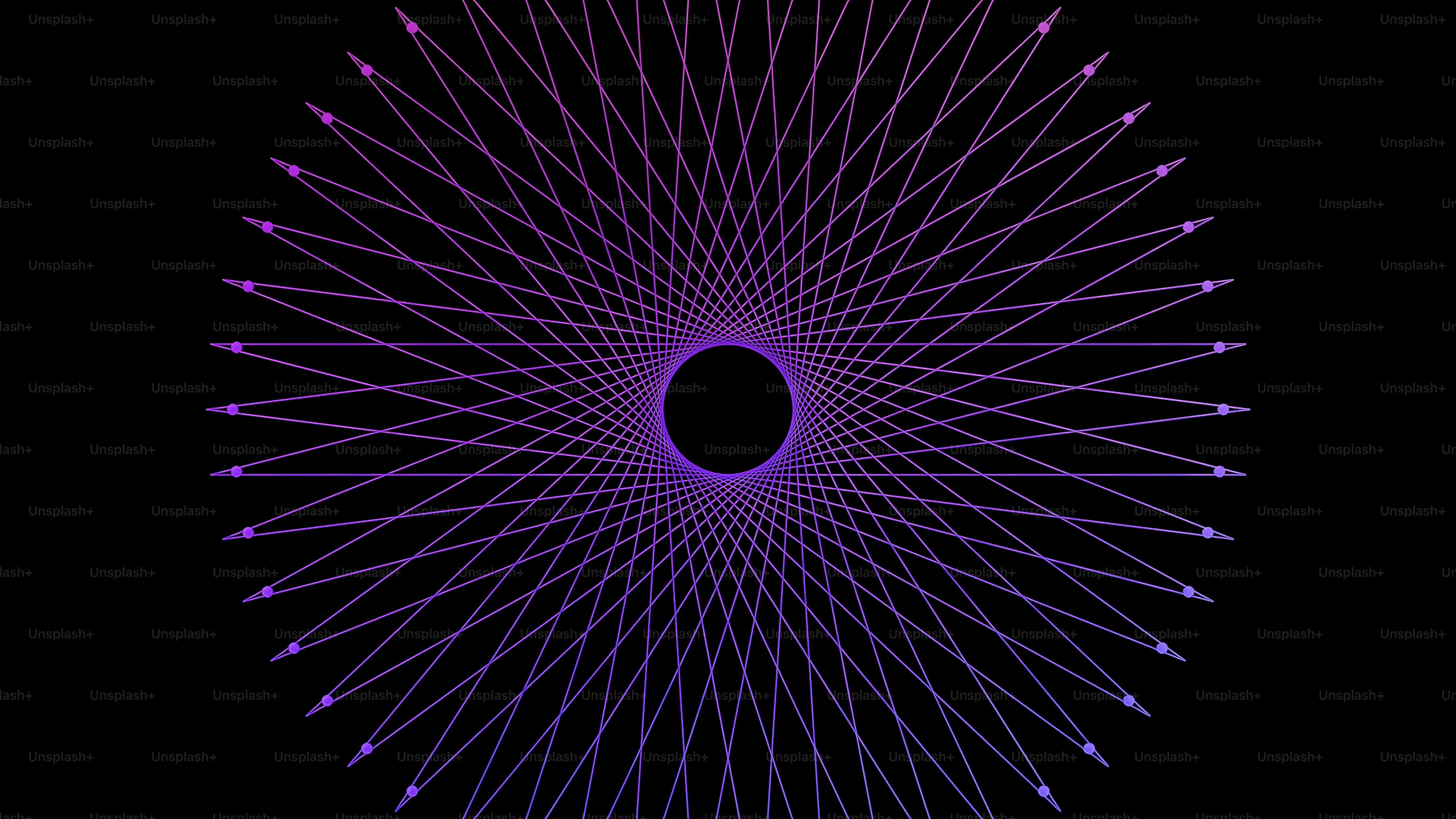 a black background with purple lines and a black circle