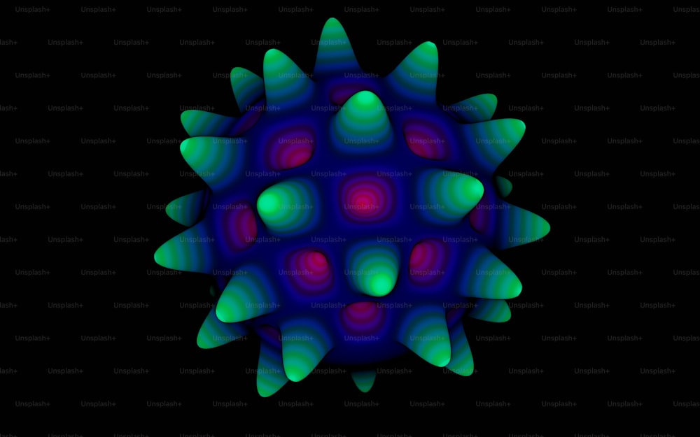 a computer generated image of a blue and green object