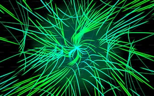 a computer generated image of green and blue fireworks