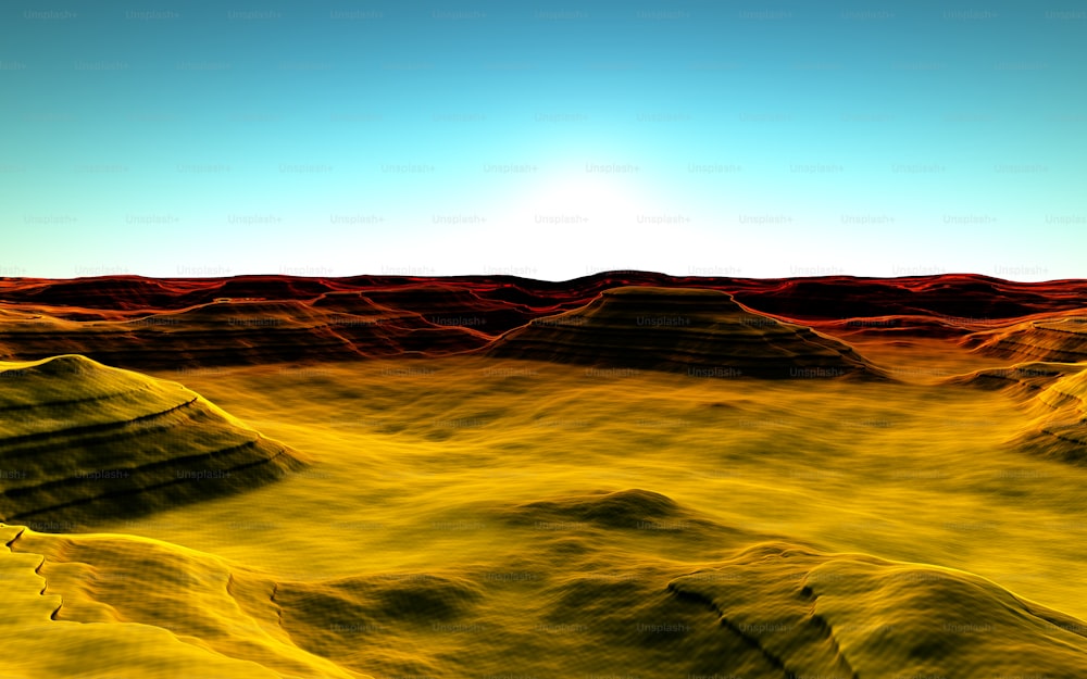 uma imagem gerada por computador de uma paisagem desértica