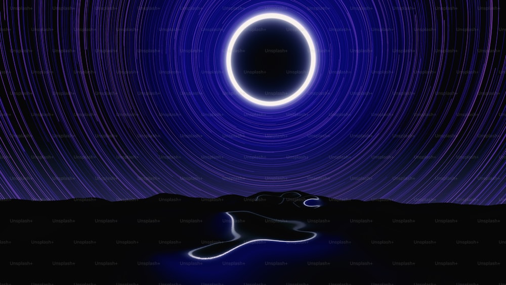 Un buco nero nel cielo notturno con una scia stellare
