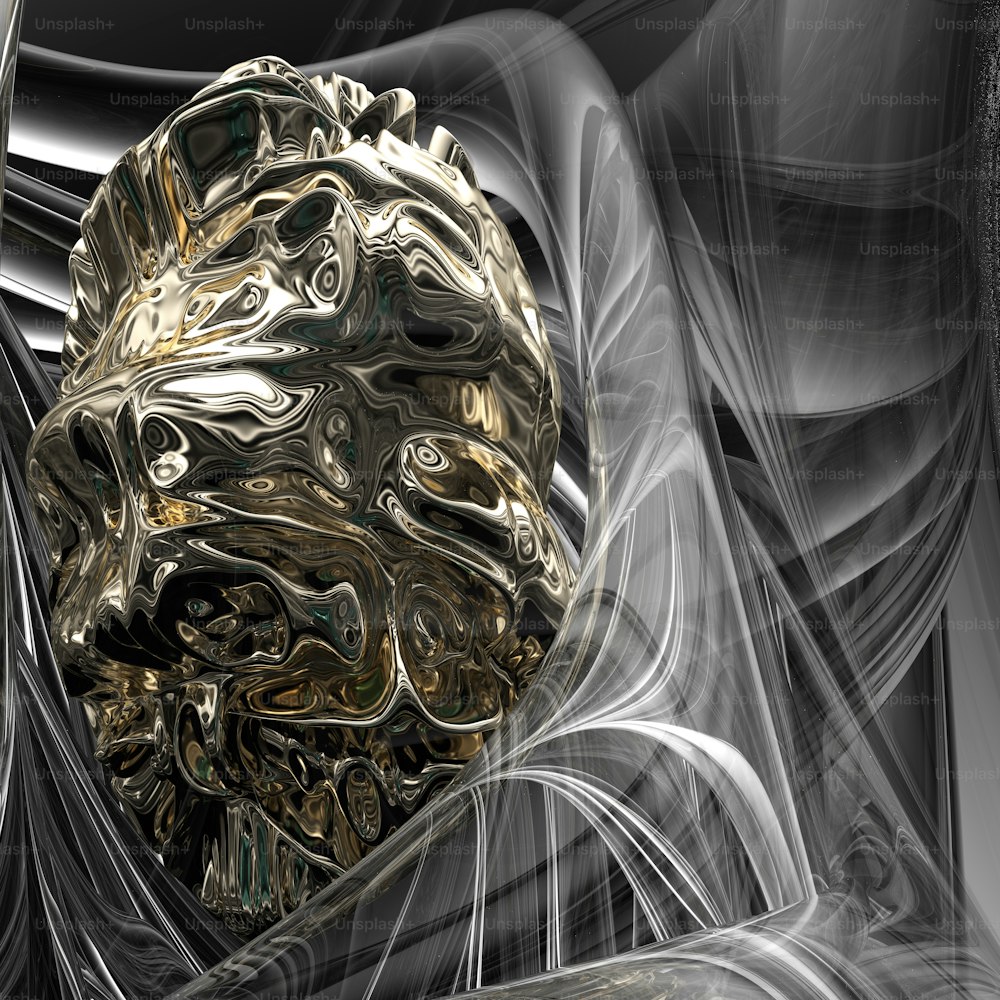a computer generated image of a golden object